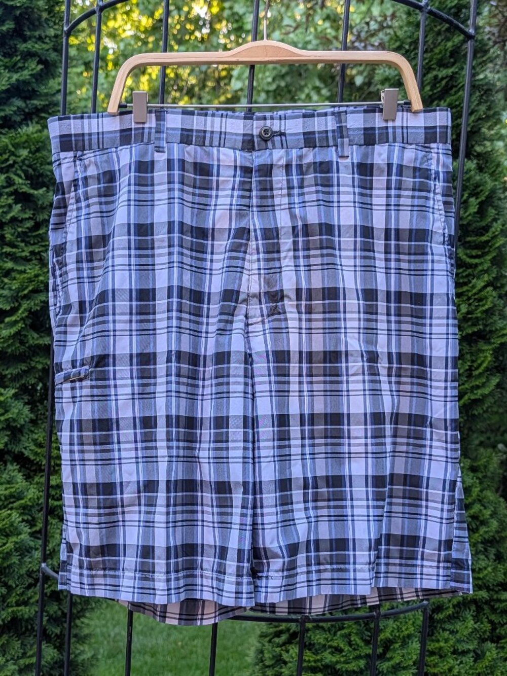GrandSlam Men's Plaid Golf Shorts - Size 36 - Black, White and Navy
